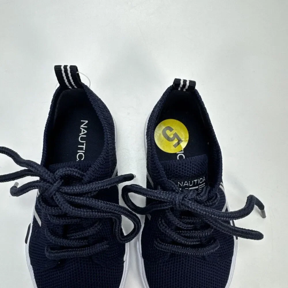 Baby Toddler Boys Size 5 NAUTICA Navy Blue Lace Shoes Breathable Sailboat